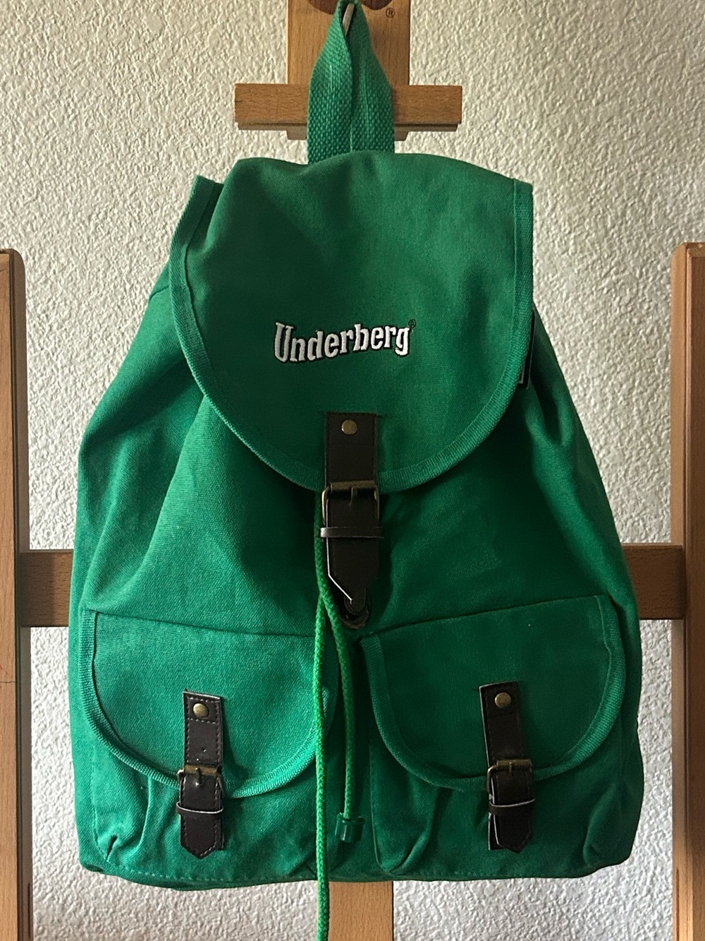 Underberg Green Canvas Backpack with Faux Leather Accents